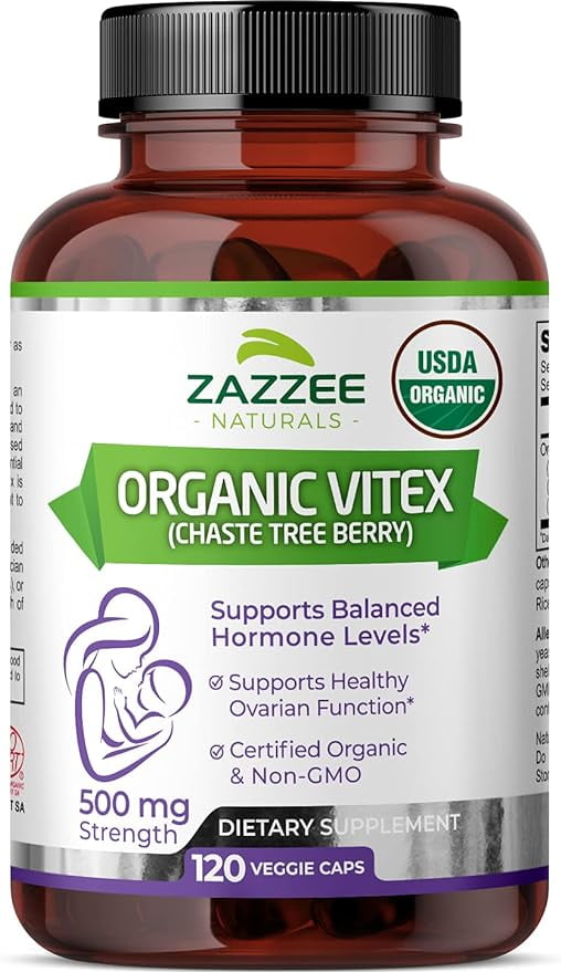 Zazzee USDA Organic Vitex, 500 Mg Strength, 120 Vegan Capsules, USDA ...