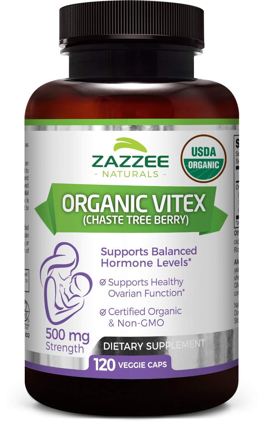 Zazzee USDA Organic Vitex 500 mg Strength 120 Vegan Capsules Zazzee USDA Organic Vitex 500 mg Strength 120 Vegan Capsules