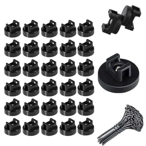 Zbad1 Zip Tie, Z Bad 1 Magnetic Cable Tie Holders, Magnetic Cable Tie Holder for Cable Management, Flexible Magnetic Cable Holder with Nylon Zip Ties, For Home Office Marine