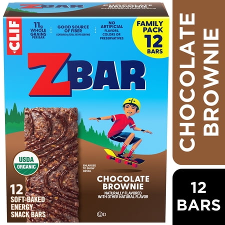 Zbar Chocolate Brownie Soft-Baked Energy Snack Bars, Organic Granola Bars, Snacks for Kids, 12ct