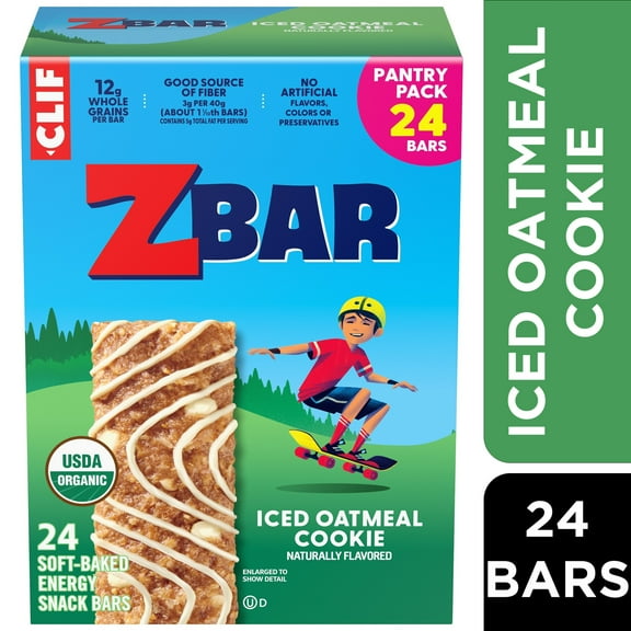 Zbar Iced Oatmeal Cookie Flavor Soft Baked Snack Bars, Organic Granola Bars, 24ct