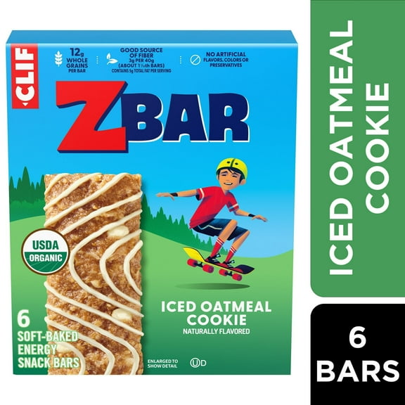 Zbar Iced Oatmeal Cookie Flavor Soft Baked Snack Bars, Organic Granola Bars, 6ct..