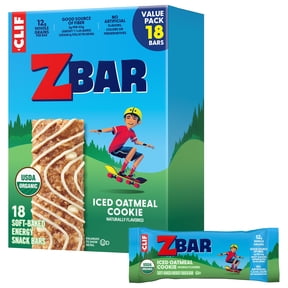 Zbar Iced Oatmeal Cookie Soft-Baked Energy Snack Bars, Organic Granola Bars, Snacks for Kids, 18 count