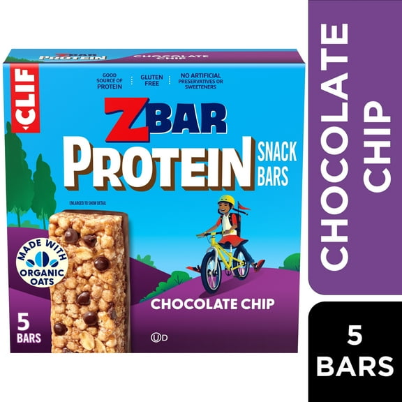 Zbar Protein Chocolate Chip Flavor Crispy Snack Bars, Gluten Free Protein Bars, 5ct