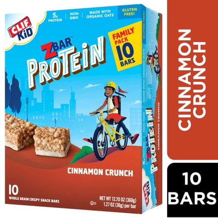 Zbar Protein Cinnamon Crunch Flavor Crispy Snack Bars, Gluten Free Protein Bars, 10ct