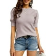 thumbnail image 1 of Zbyclub womens puff short sleeve sweaters pullover shirt tops crew neck lightweight knit sweater blouses, 1 of 11