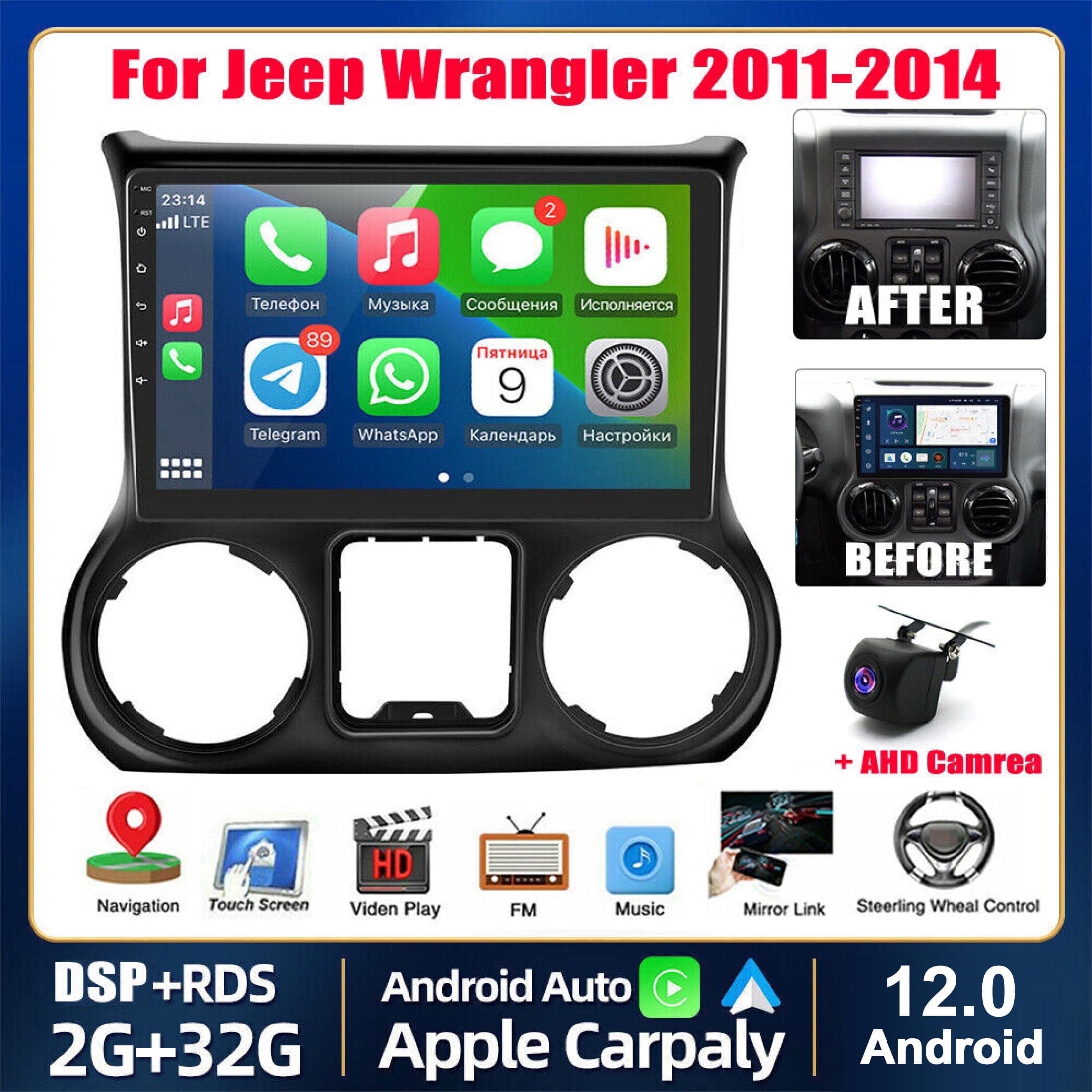 Android 13 Car Stereo For Jeep Wrangler 2011-2014 - 10.2" Touchscreen With Wireless CarPlay, Android Auto & Backup Camera
