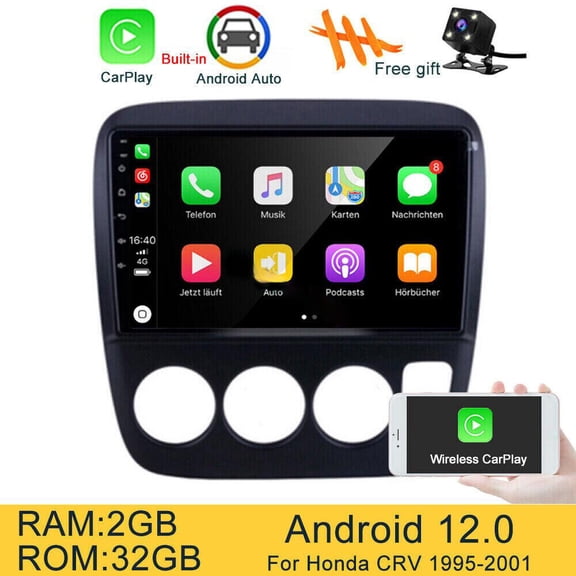 Zcargel 2+32G Car Radio for Honda CRV 1995-2000with CarPlay Android Auto 9" Touchscreen Head Unit with GPS Navigation Bluetooth WiFi FM/RDS SWC
