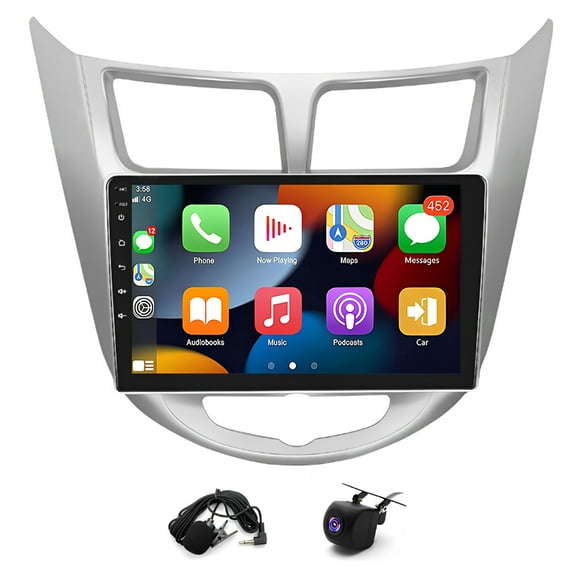 Zcargel 2+32G Car Stereo for Hyundai Accent Verna 2011-2019 Support Wireless Carplay/Android Auto 9" Car Radio with GPS Navigation Bluetooth WiFi FM/RDS SWC AHD Backup Camera