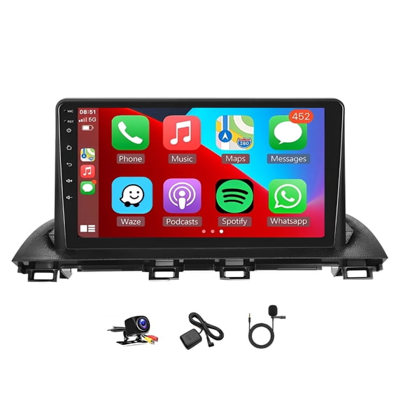 Zcargel 2+32G Car Stereo for Mazda 3 2014-2019 Support Wireless Carplay/Android Auto 9" Car Radio with GPS Navigation Bluetooth WiFi FM/RDS DSP SWC AHD Backup Camera