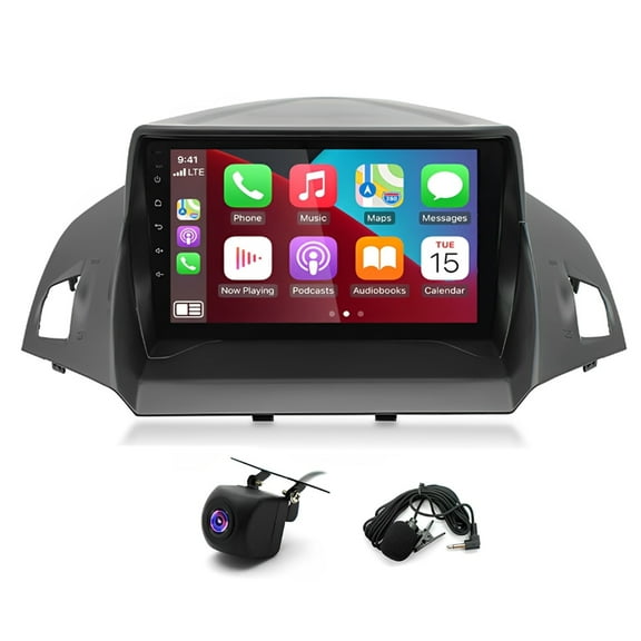 Zcargel 2+32G Car Stereo for Ford Escape 2013-2016 Support Wireless Carplay/Android Auto 9" Car Radio with GPS Navigation Bluetooth WiFi FM/RDS SWC