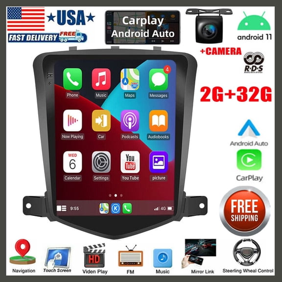 Zcargel 2+32G for Chevy Cruze 2009-2015 Apple Carplay 9.7" Android 11 Car Radio Stereo GPS (With Carpaly)