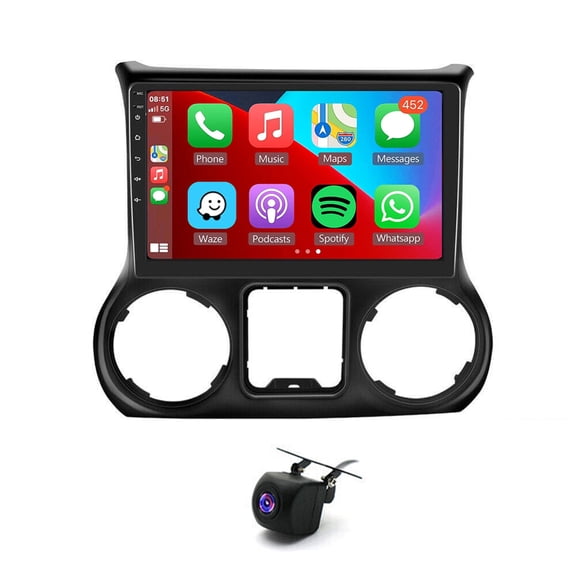 Zcargel 2+64G Car Stereo for Jeep Wrangler 2011-2014 Support Wireless Carplay/Android Auto 10" Car Radio with GPS Navigation Bluetooth WiFi FM SWC