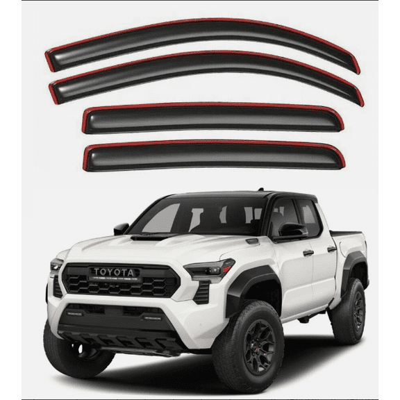 Zcargel 4Pcs In-Channel Wind Deflectors for Toyota Tacoma 2024-2025 Crew Cab