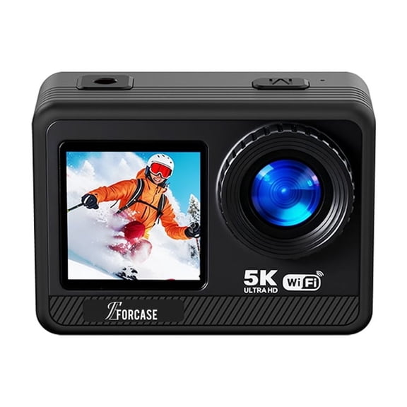 Zcargel 5K 30FPS Action Camera 12MP Dual Touchscreen EIS Stabilization APP Control 128G SD Card IP68 Waterproof