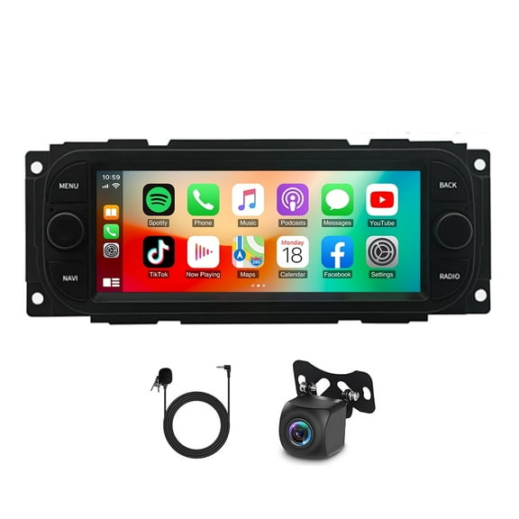 Zcargel 6.86in Android 14 Car Stereo, Wireless & Wired CarPlay, Android Auto, GPS Navigation, 4+64GB, Touch Screen, Bluetooth, Wi-Fi, FM/RDS, SWC, Split Screen, Compatible for Wrangler 2003-2006