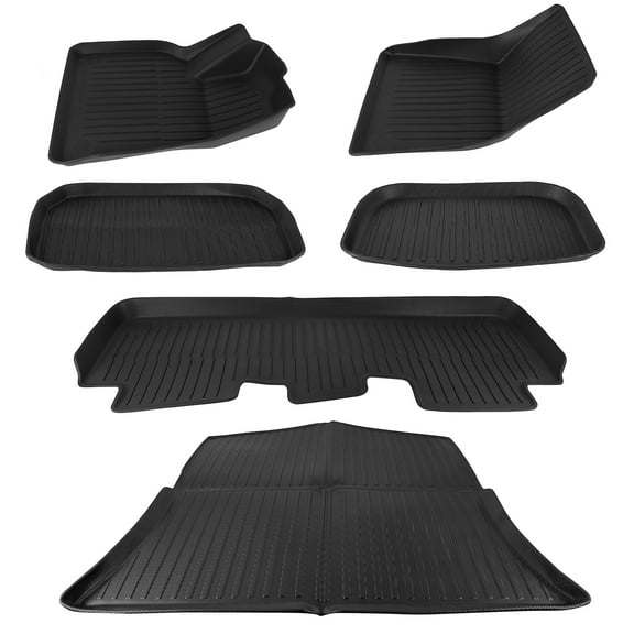 Zcargel 6-Piece Full Set All-Weather Floor Mats & Cargo Liners for Tesla Model Y 2020-2023 (5-Seater), Fit TPE Heavy Duty Waterproof Protection Includes Front Rear Frunk Trunk & Sub-Trunk Mats