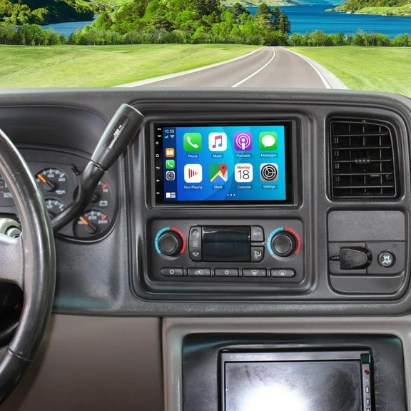 Zcargel 7 Inch Android 13 Car Stereo Radio, GPS Navigation with WiFi Bluetooth, 2+32GB Multimedia Head Unit, CarPlay Android Auto, DSP+RDS HiFi Sound, Camera + Mic, for GMC Sierra 1500/2500 2003-2006