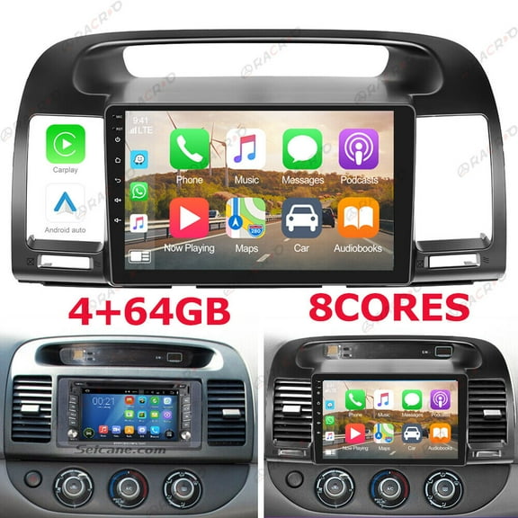 Zcargel 9 Inch Android 15 Car Stereo GPS Navi Head Unit 2GB+64GB with CarPlay & Android Auto, WiFi Bluetooth, SWC, Split Screen, AHD Camera, Car Player Compatible with for Camry 2000-2006