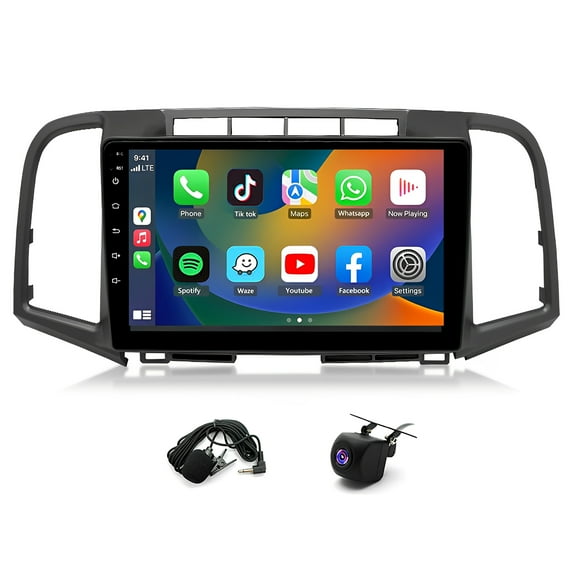 Zcargel 9 Inch Android 15 Car Stereo GPS Navigation 2GB+64GB with CarPlay & Android Auto, WiFi Bluetooth, FM/RDS, SWC, Split Screen, AHD Backup Camera & Microphone, for Toyota Venza 2008-2016