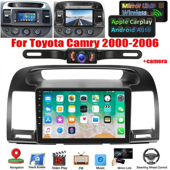 Zcargel Car Stereo for Toyota Camry Radio 2000-2006, 9 Inch Touch Screen Android 12.0 GPS Navigation Bluetooth Car Radio with Wireless CarPlay | Android Auto | Hi-Fi | AHD Backup Camera & Mic