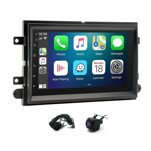 Zcargel Android 15 7in Touchscreen Car Stereo Radio with Wireless/Wired CarPlay Android Auto, GPS Navigation, WiFi FM Bluetooth, Split Screen, AHD Rear View, for Ford F150 F250 2004-2014, 4+64G