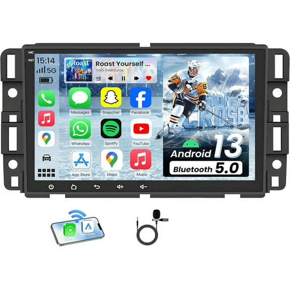 Zcargel Android 13 Car Stereo 8" Double Din Touch Screen for Chevy Silverado 1500HD 2500HD 3500HD 2007-2014, Car Radio with CarPlay Android Auto, GPS Navigation, WiFi RDS FM SWC USB Player, 2+32GB