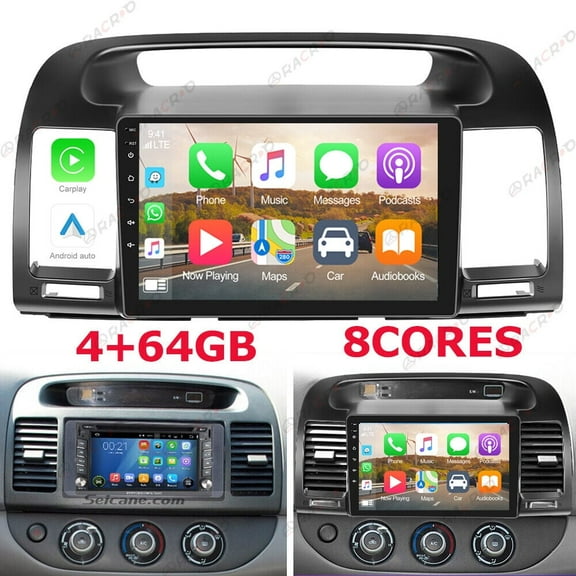 Zcargel Android 15 Car Stereo GPS Navigation for Toyota Camry 2000-2006, 9in Touch Screen Head Unit, 4+64GB, Wireless CarPlay Android Auto, Bluetooth, FM RDS, Mirror Link, DSP, SWC, AHD Backup Camera