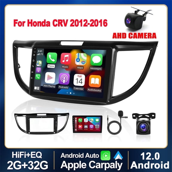Zcargel Android 13 Car Stereo for Honda CRV 2012 2013 2014 2015 2016 Wireless Apple CarPlay Android Auto 9 Inch Touch Screen GPS Navigation WiFi HiFi Bluetooth FM Car Radio with Backup Camera Mic