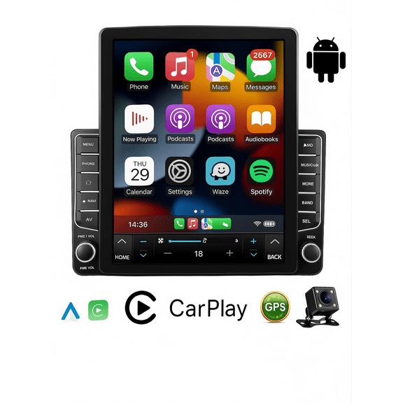 Zcargel Android 15 9.7 Inch Touchscreen Car Stereo Radio, GPS Navigation Head Unit with CarPlay Android Auto, Radios for Cars Bluetooth WiFi SWC Backup Camera Multimedia for GMC Sierra 1500 2003-2006