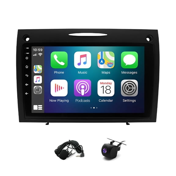Zcargel Android 15 Car Stereo Radio, GPS Navigation Head Unit, 2+32G, 9in Touchscreen, Bluetooth, Wireless CarPlay, Android Auto, FM/AM/RDS, Mirror Link, DSP, SWC, for Mercedes-Benz SLK 2004-2010