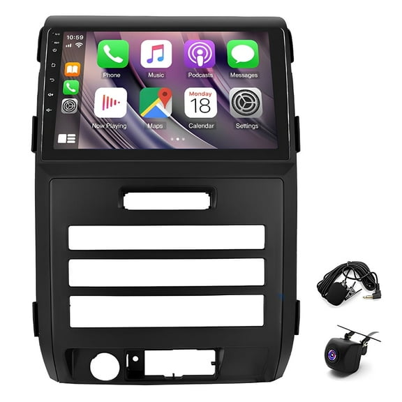 Zcargel Android 15 Car Stereo Radio, GPS Navigation Head Unit, 9in Touchscreen, 2+32G, Bluetooth, Wireless CarPlay, Android Auto, FM/RDS, SWC, DSP, for Ford F150 2009-2014, AHD Backup Camera