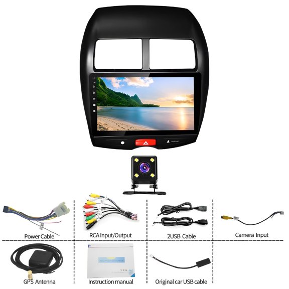 Zcargel Car Multimedia Player for Mitsubishi ASX 2010-2017, 10 Inch Android 15 2GB+64GB with Wireless CarPlay & Android Auto, GPS, Backup Camera Bluetooth WiFi FM/RDS, SWC, Split Screen