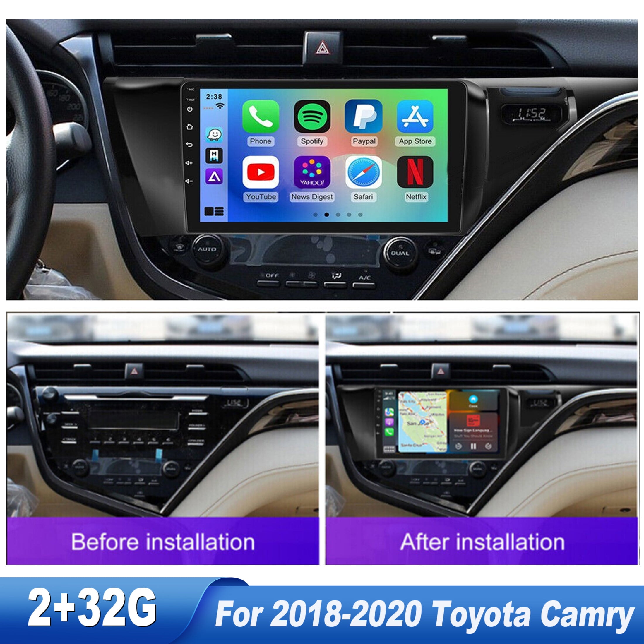 Single 1 Din Android 13 Carplay Car Stereo Radio GPS WIFI BT Touch Screen  10.1