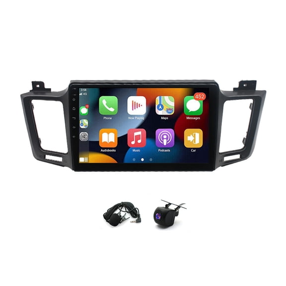 Zcargel Car Stereo 10in 2GB+64GB Android 15 GPS with Carplay Android Auto Bluetooth WiFi SWC AHD Camera Split Screen for Toyota RAV4 2013-2018