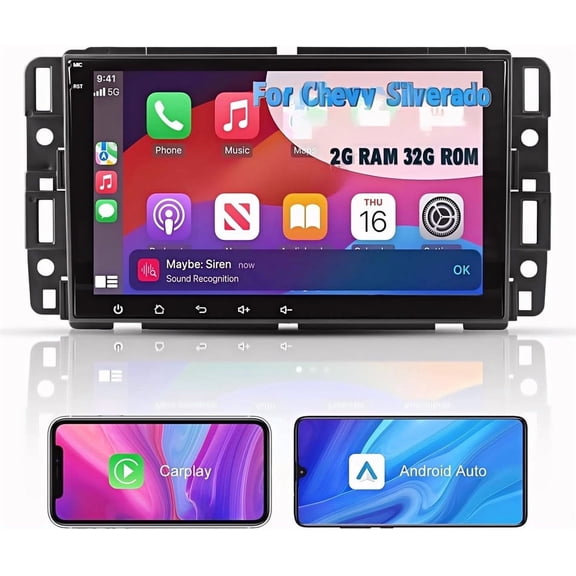 Zcargel Car Stereo 8" Android 13 Double Din Touch Screen Multimedia Car Radio, CarPlay Android Auto, GPS Navigation with WiFi & Split Screen, USB FM SWC Audio, 2+32G for Chevrolet Silverado 2007-2013