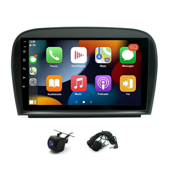 Zcargel Car Stereo 9in 4GB+64GB Android 15 GPS with Carplay Android Auto Bluetooth WiFi SWC Split Screen AHD Camera for Mercedes-Benz SL Class 2005-2012