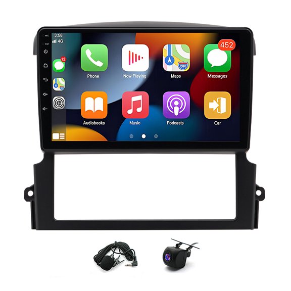 Zcargel Car Stereo 9in 4GB+64GB Android 15 with Carplay Android Auto GPS Bluetooth WiFi SWC DVR for Kia Sorento 2004-2008