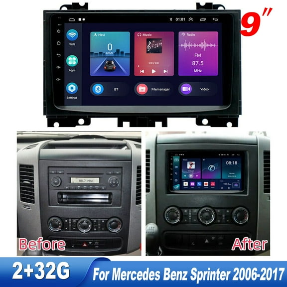 Zcargel Car Stereo For Mercedes Benz Sprinter 2006-2017 Android 12 Car Radio Support Carplay/Android Auto GPS Navigation Weather Display Bluetooth 9 Inch