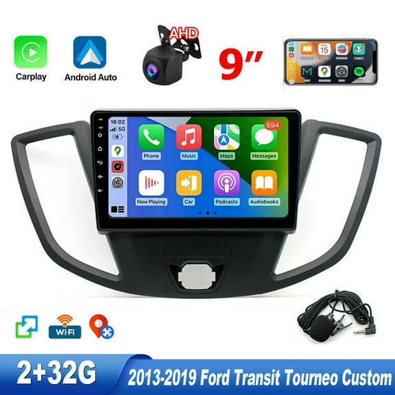 Zcargel Car Stereo Radio For Ford Transit Tourneo Custom 2013-2019 Android 12.0 Auto with Touchscreen WiFi GPS Navigation BT USB FM/RDS Radio Receiver Backup Camera+Mic