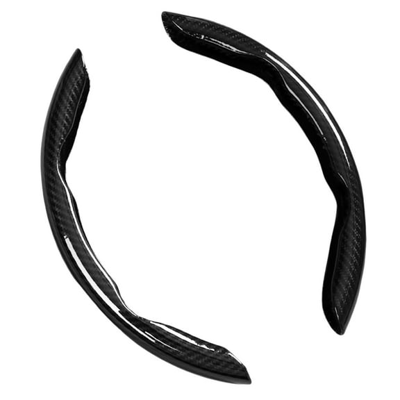 Zcargel Carbon Fiber Steering Wheel Cover Pair, Snug Fit Non-Slip Washable Protector for 38CM / 15in Car Steering Wheels, Black Carbon Fiber Pattern, Stylish Grip & Long-Lasting Protection