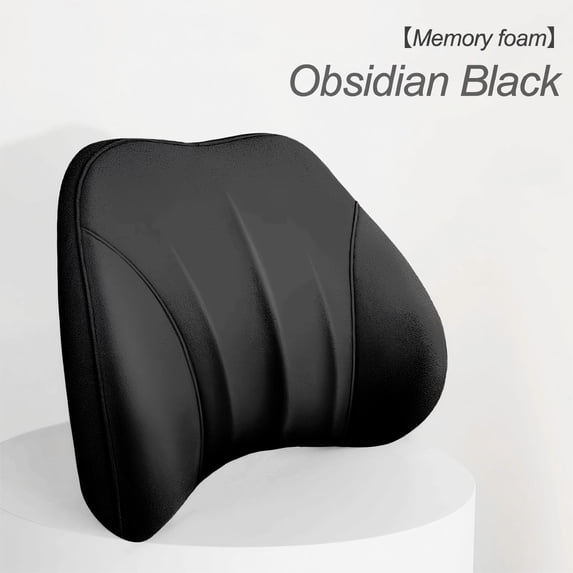 Zcargel Ergonomic Memory Foam Lumbar Support Pillow for Car Seat & Office Chair, 3D Contoured Back Support Cushion for Back Pain Relief, Breathable Washable Cover, Obsidian Black