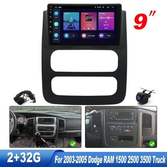 Zcargel For 2003 2024 2005 Dodge RAM 1500 2500 3500 Truck CarPlay Stereo Radio Wireless CarPlay Radio with Android Auto, 9'' Touch Screen Android 13 GPS Navigation Support BT HiFi WiFi RDS Camera Mic