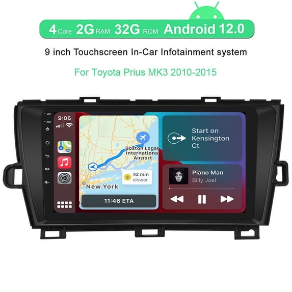 AMPrime Android 13 Car Stereo 2+32GB For Toyota Prius MK3 2010-2015 – 9" Touchscreen GPS Navi Carplay