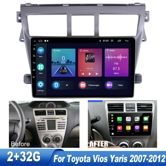 Zcargel For Toyota Vios Yaris 2007-2012 Car Radio Stereo Android 13 Car GPS Navi Radio Stereo CarPlay 9 Inch Touch Screen Support Wireless CarPlay Android Auto Bluetooth FM Backup Camera Microphone