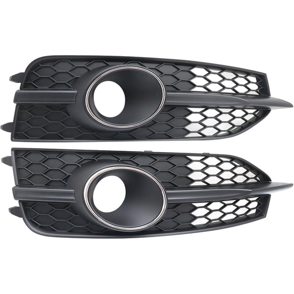 Zcargel Front Bumper Fog Light Grille Covers Compatible with Audi A7 S-Line S7 2012-2015, Vent Air Duct Frames, ABS Plastic, Chrome Ring, Replaces 4G8807681C9B9 4G8807682C9B9