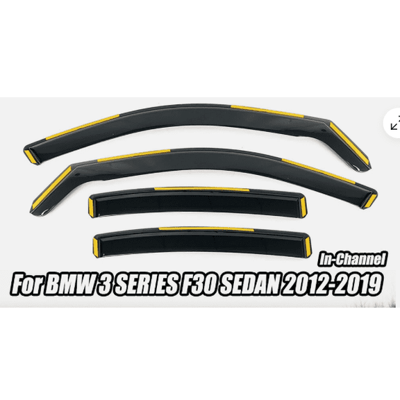 Zcargel Window Deflectors for BMW 3 Series F30 Sedan 2012-2019 4 Pcs Smoked Tinted Reinforced Polycarbonate No Drilling Installation