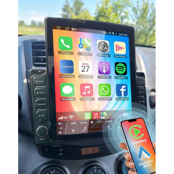 Zcargel Wireless CarPlay & Android Auto 9.7" Double Din Car Stereo, Android 13 HD Touchscreen Head Unit for Toyota RAV4 2006–2012, Bluetooth WiFi, SWC, Mirror Link, Camera, Hardwired Version, 2+32GB