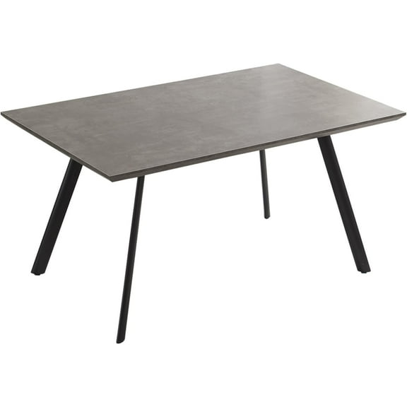 ZckyCine Modern Rectangular Wood Kitchen Breakfast Table with Concrete-Colored Metal Legs, Sturdy and Durable