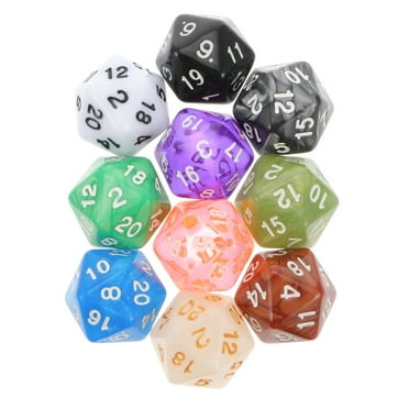 FRCOLOR Plastic 20sided Dice for Playing Assorted Color and Fun Dice Game Props 10pcs